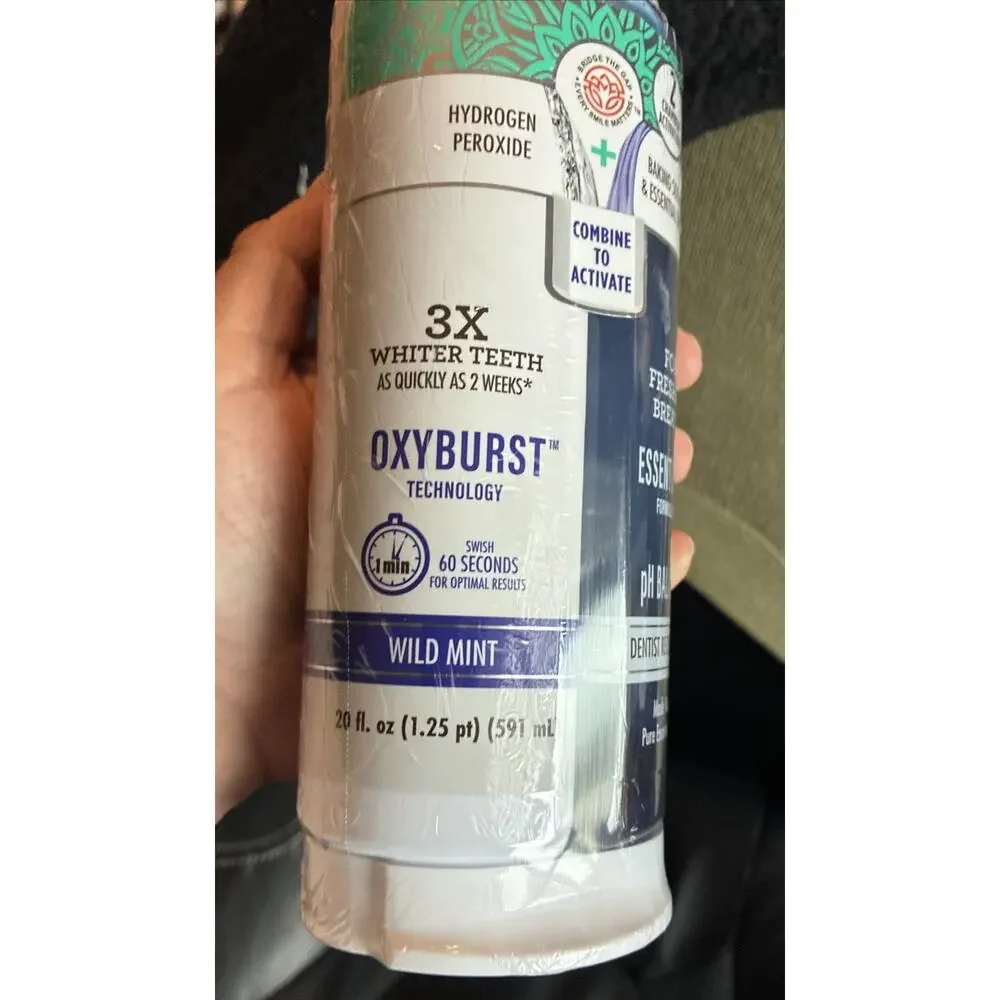 GuruNanda Dual Barrel Oxyburst Whitening Mouthwash, Wild Mint 20 Fl Oz Pack of 1